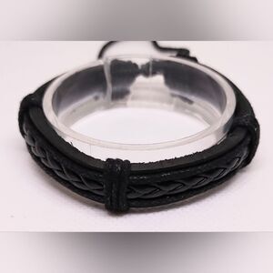 Men's leather bracelet braided layered‎ black new e94